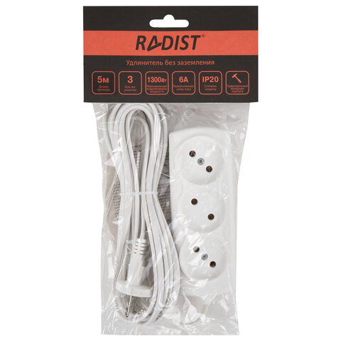 Удлинитель Р16-010, 3 розетки без заземления, 5 м, 2х0,75 мм, 1300 Вт, белый, 564 - фото 9