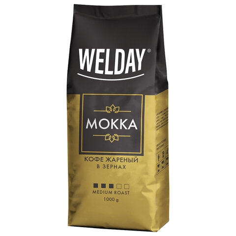 Кофе в зернах WELDAY (ВЭЛДЭЙ) "Mokka", 1 кг, БРАЗИЛИЯ, 622411 - фото 1