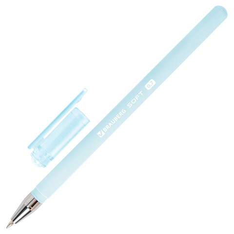 Ручки шариковые BRAUBERG "SOFT PASTEL", НАБОР 4 ШТУКИ, СИНИЕ, SOFT TOUCH покрытие, узел 0,7 мм, линия письма 0,35 мм, 144400 - фото 5