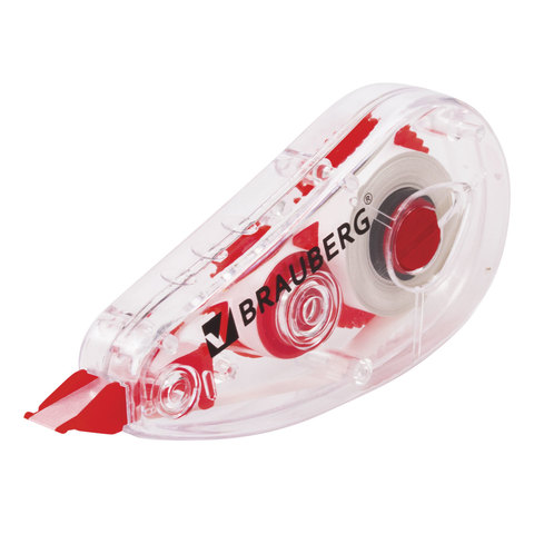 Корректирующая лента BRAUBERG RED POWER, 5 мм х 6 м, корпус прозрачный, механизм перемотки, европодвес, 220641 - фото 3