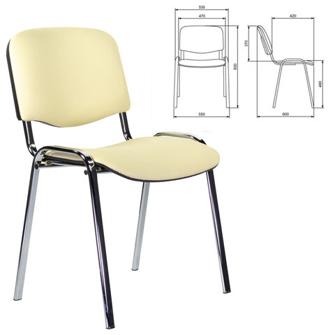Стул STAFF "Iso Lite CF-008", хром, кожзам бежевый (Z-21), 532568 - фото 2