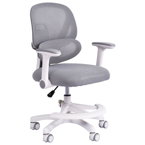 Кресло детское с подставкой для ног BRABIX KIDS "MG-220", сетка/ткань TW, серое, 533315 - фото 1
