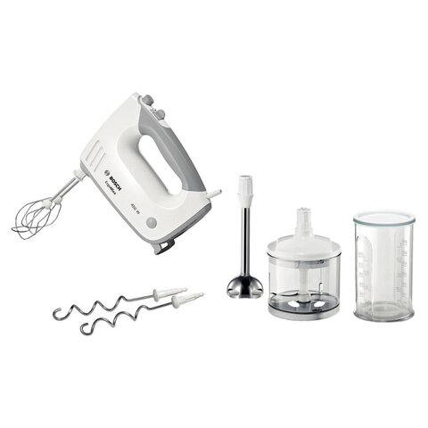 Миксер BOSCH MFQ 36480, 450 Вт, 5 скоростей, 6 насадок, стакан, белый, MFQ36480 - фото 2