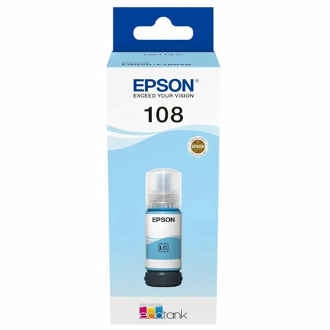 Чернила EPSON 108 (C13T09C54A) для СНПЧ EPSON L8050 /L8100 /L18050, светло-голубые, ОРИГИНАЛЬНЫЕ - фото 1