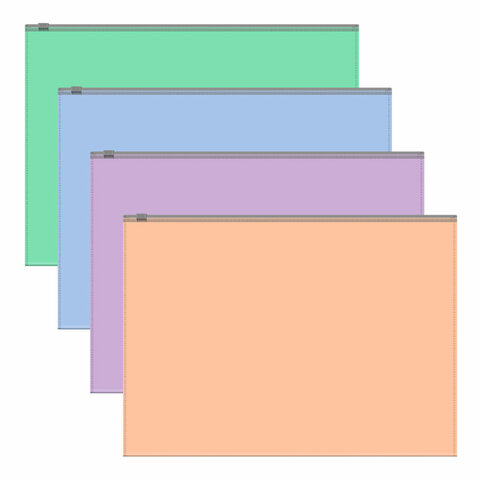 Папка-конверт на молнии ERICH KRAUSE "Matt Pastel Bloom" А4 (334х246 мм), ассорти, 0,18 мм, 61169 - фото 1