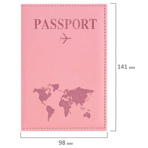 Обложка для паспорта "Passport map", экокожа soft-touch, розовая, STAFF, 238759 - фото 6