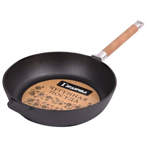 Сковорода сотейник чугунная 28 см со съемной ручкой (подходит для индукции), ГАРДАРИКА, 0328 - фото 1