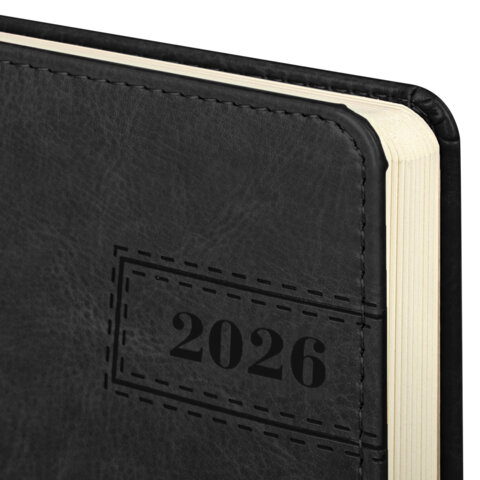 Ежедневник датированный 2026 А5 138x213 мм, BRAUBERG "Imperial", под кожу, черный, 117063 - фото 3