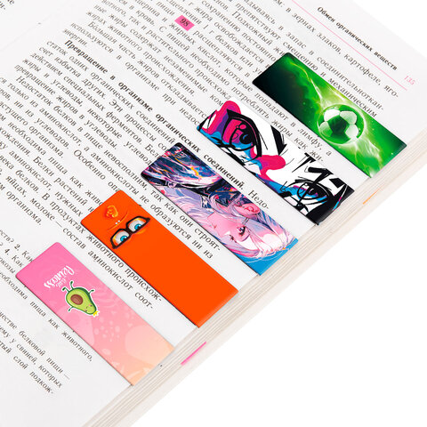 Закладки для книг МАГНИТНЫЕ, "5 ДИЗАЙНОВ МИКС", 6 штук, 60x20 мм, FUNSTER (ФАНСТЕР), 116652 - фото 12