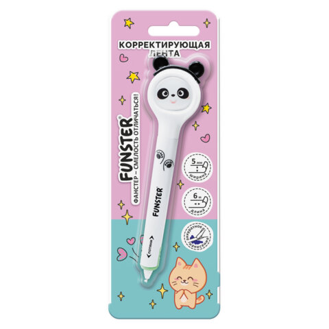 Корректирующая лента FUNSTER (ФАНСТЕР) "Милые зверята", 5 мм x 6 м, ассорти, в блистере, 273982 - фото 6
