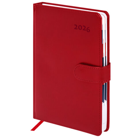 Ежедневник датированный 2026 А5 148х218 мм, GALANT "Ritter", под кожу, красный, 117489 - фото 1
