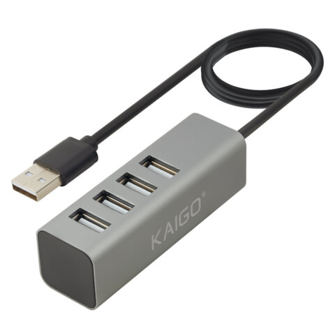 Хаб-разветвлитель KG-119, USB-A 2.0, 4 в 1, 4 x USB-A 2.0, 80 cм, серый, KAIGO (КАЙГО), 355066 - фото 1
