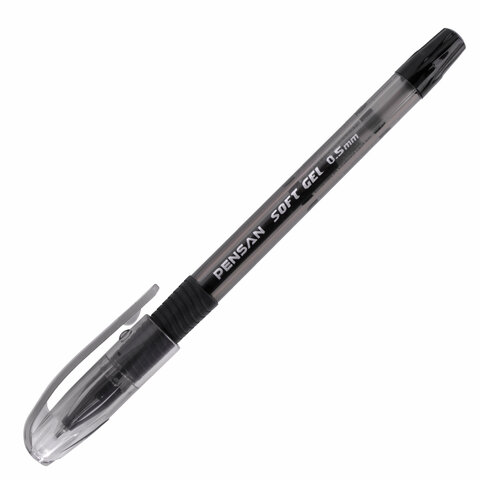 Ручка гелевая с грипом PENSAN "Soft Gel Fine", ЧЕРНАЯ, игольчатый узел 0,5 мм, линия 0,4 мм, 2420/12 - фото 3
