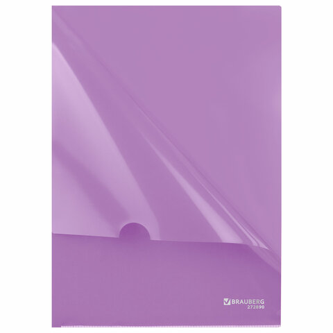 Папка-уголок жесткая, непрозрачная, А4, цвет лиловый, 0,15 мм, BRAUBERG PASTEL, 272890 - фото 3