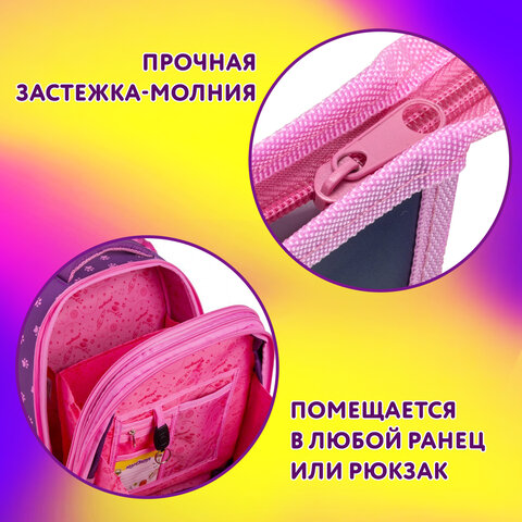 Папка для тетрадей ЮНЛАНДИЯ А4, 1 отделение, пластик, на молнии, "Donut worry", 272136 - фото 8