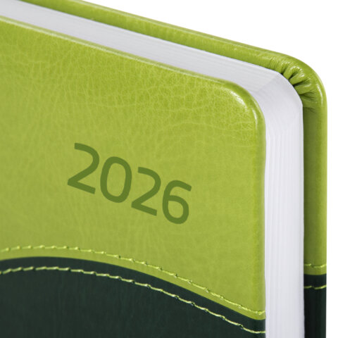 Ежедневник датированный 2026 А5 138x213 мм, BRAUBERG "Bond", под кожу, зеленый/салатовый, 117043 - фото 3