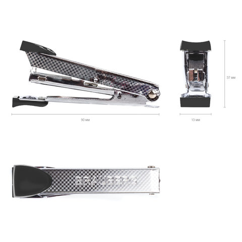 Степлер №10 металлический BRAUBERG "Classic-M", до 15 листов, с антистеплером, черный, 227626 - фото 4