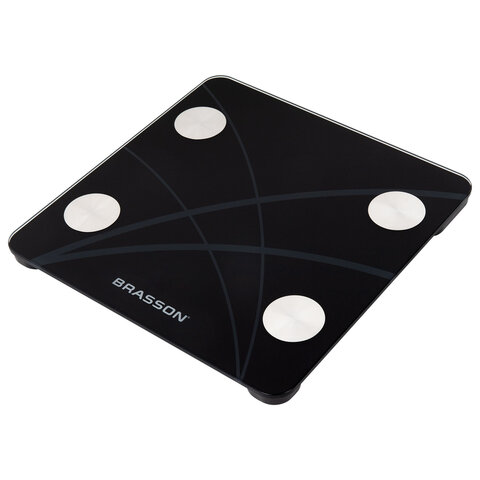 Весы напольные диагностические BRASSON (БРАССОН) FS-33D, 30x30 см, до 180 кг, 15 параметров, стекло, черные, 458447 - фото 3