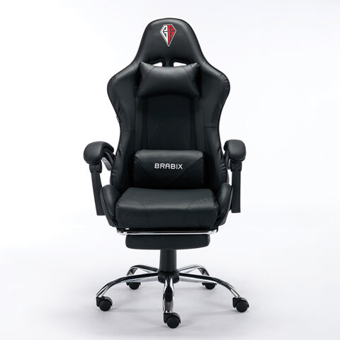 Кресло компьютерное BRABIX "Dexter GM-135", подножка, две подушки, экокожа, черное, 532800 - фото 7