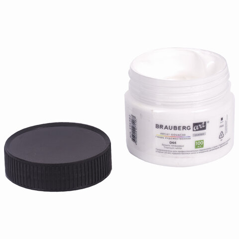 Гуашь художественная 1 шт., BRAUBERG ART CLASSIC,,баночка 100 мл, БЕЛИЛА ТИТАНОВЫЕ, 191582 - фото 4