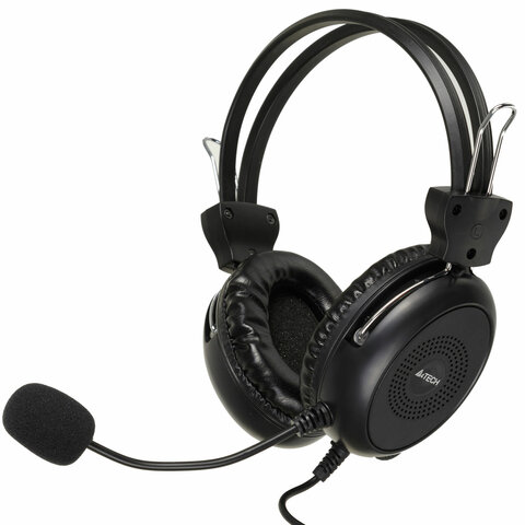Наушники с микрофоном (гарнитура) A4TECH HU-30, проводные, 2 м, USB, черные, 1379903 - фото 1