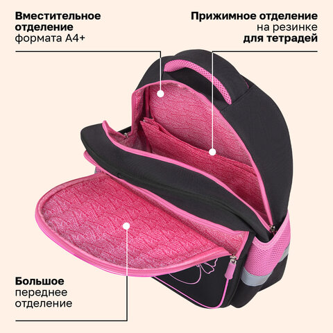 Рюкзак BRAUBERG FAVOUR, 2 отделения, 3 кармана, "Парящая бабочка", вышивка, 40х29х15 см, 274433 - фото 15