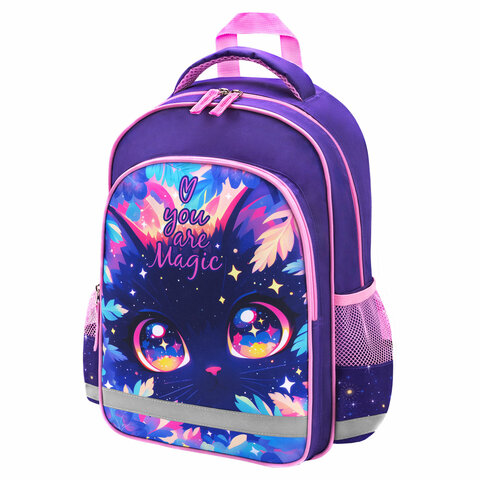 Рюкзак ПИФАГОР SCHOOL, 1 отделение, 3 кармана, "Magic kitty", 38x28х14 см, 273166 - фото 1