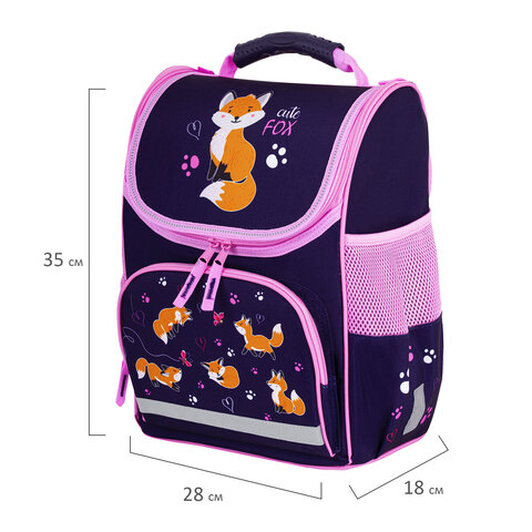 Ранец ПИФАГОР BASIC, 1 отделение, 3 кармана, эргономичная спинка, "Playing foxes", 35х28х18 см, 273136 - фото 10