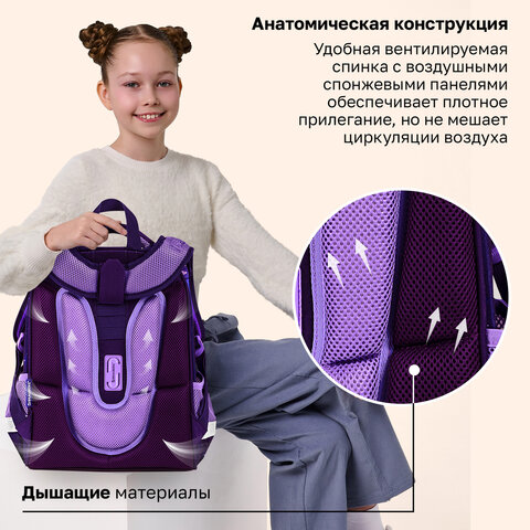 Ранец BRAUBERG PREMIUM, 2 отделения, с брелоком, "Аниме-кот", 38х29х16 см, 272017 - фото 12