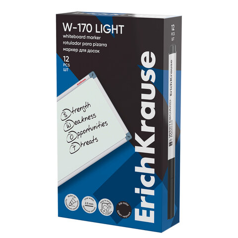 Маркер стираемый для белой доски, ЧЕРНЫЙ, ERICH KRAUSE "W-170 Light", круглый наконечник, 2,5 мм, 63567 - фото 8