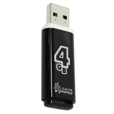 Флеш-диск 4 GB, SMARTBUY Glossy, USB 2.0, черный, SB4GBGS-K - фото 2
