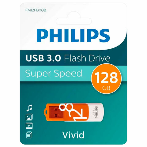 Флеш-диск 128 GB PHILIPS VIVID, разъем USB 3.0, желтый, FM12FD00B/97 - фото 3