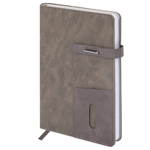 Ежедневник недатированный А5 138х213 мм BRAUBERG "Cowboy", под кожу, застежка 160 л., коричневый, 116198 - фото 1