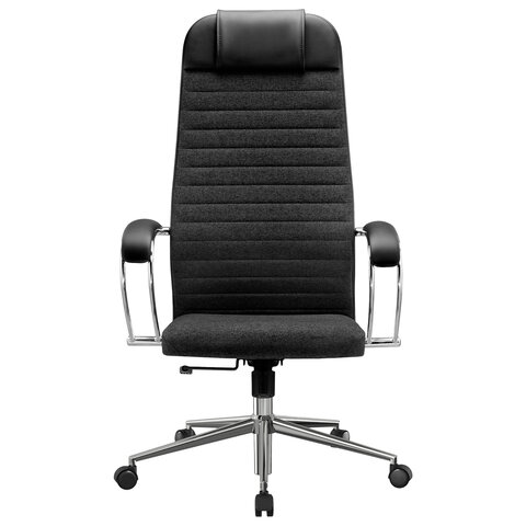 Кресло офисное МЕТТА "К-27" хром, ткань, сиденье и спинка мягкие, черное - фото 8