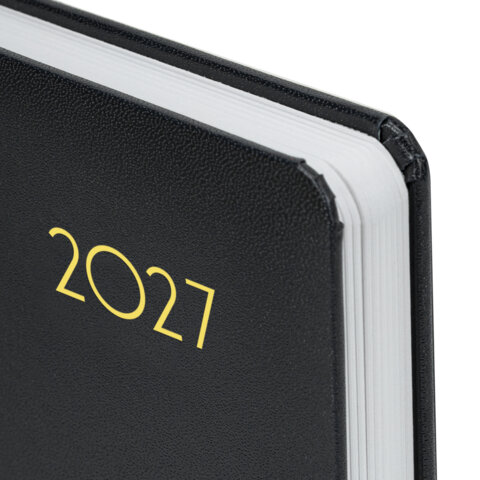 Ежедневник датированный 2027, МАЛЫЙ ФОРМАТ, 100х150 мм, А6, BRAUBERG "Select", балакрон, черный, 118114 - фото 4