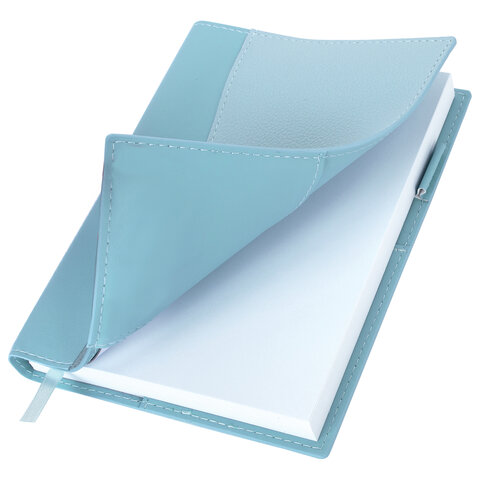 Ежедневник недатированный В6 130х185 мм BRAUBERG "Glam", под кожу, 160 л., голубой, 116220 - фото 5