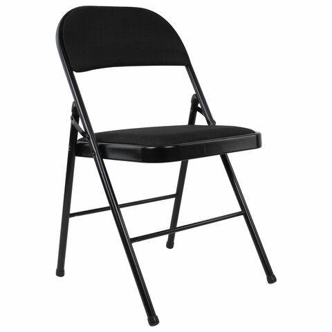 Стул складной BRABIX "Golf Plus CF-003 КОМФОРТ", чёрный каркас, чёрная ткань, 532889 - фото 2