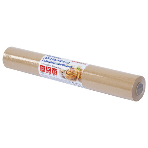 Бумага для выпечки силиконизированная, пергамент 38 см х 50 м, цвет коричневый, LAIMA, CH, 609585 - фото 1