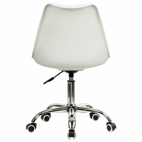 Кресло стул BRABIX "Eames MG-310 CH", хром, пластик белый, экокожа белая, 532923 - фото 4