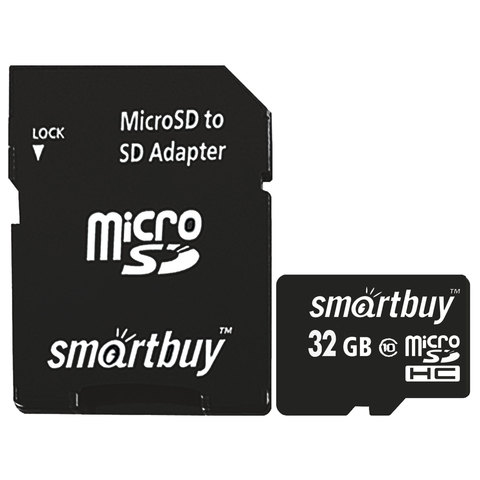 Карта памяти SmartBuy microSDHC 32Gb UHS-I Cl10 +ад, SB32GBSDCL10-01 - фото 1