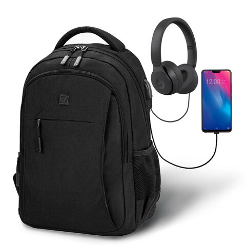 Рюкзак BRAUBERG URBAN универсальный с отделением для ноутбука, USB-порт, "Kinetic", черный, 46х31х18 см, 270798 - фото 16