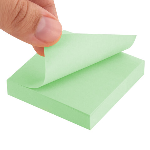 Блок самоклеящийся (стикеры) STAFF STANDARD, ПАСТЕЛЬНЫЙ 51х51 мм, зеленый, 100 листов, 116579 - фото 4