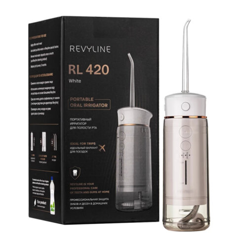Ирригатор для полости рта REVYLINE RL 420, портативный, емкость резервуара 0,18 л, 2 насадки, белый - фото 13