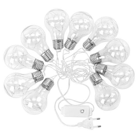 Электрогирлянда-нить комнатная 3 м, 100 LED, с насадками, вид: "Лампочки", мультицветная, ЗОЛОТАЯ СКАЗКА, 592473 - фото 2