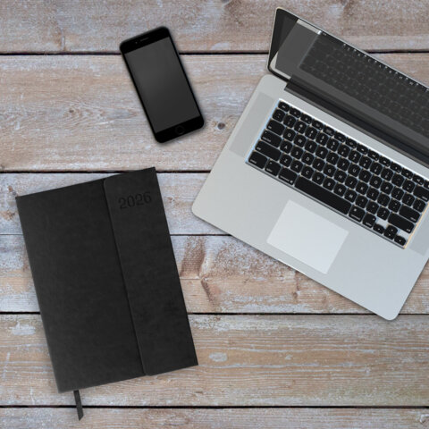 Ежедневник датированный 2026 А5 148х218 мм, GALANT "Magnetic", под кожу, клапан, черный, 117483 - фото 7