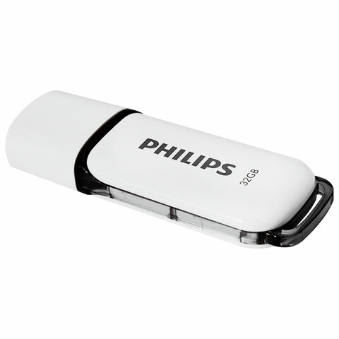 Флеш-диск 32 GB PHILIPS SNOW, разъем USB 2.0, черный, FM32FD70B/97 - фото 1