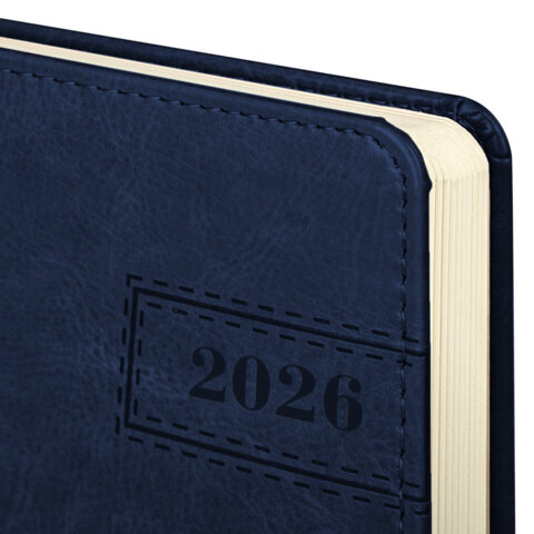 Ежедневник датированный 2026 А5 138x213 мм, BRAUBERG "Imperial", под кожу, синий, 117062 - фото 3