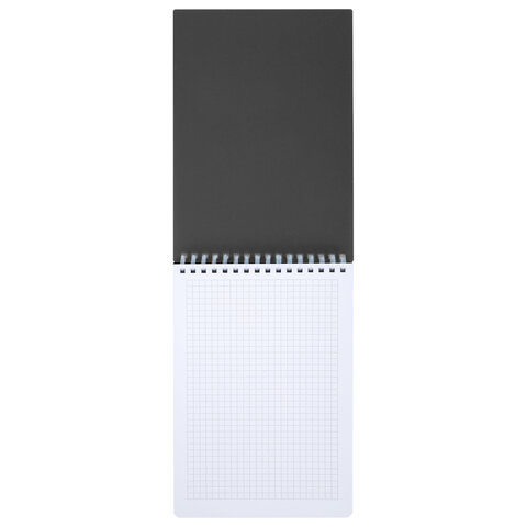 Блокнот А5, 80 л., силиконовый гребень, обложка пластик, клетка, BRAUBERG, серый, 117562 - фото 6