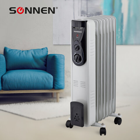 Обогреватель масляный ВЫСОКОЙ ЭФФЕКТИВНОСТИ SONNEN DFB-07BS, 1500 Вт, 7 секций, 5 МАСЛОКАНАЛОВ, 455312 - фото 6
