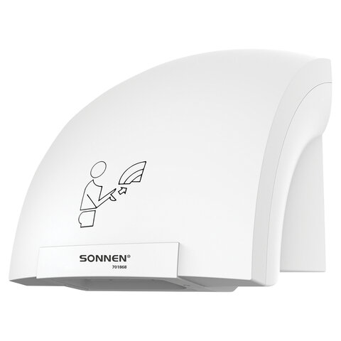 Сушилка для рук SONNEN HSD-A905, 1200 Вт, 30 м/с, IPX1, пластик, белая, 701868 - фото 1